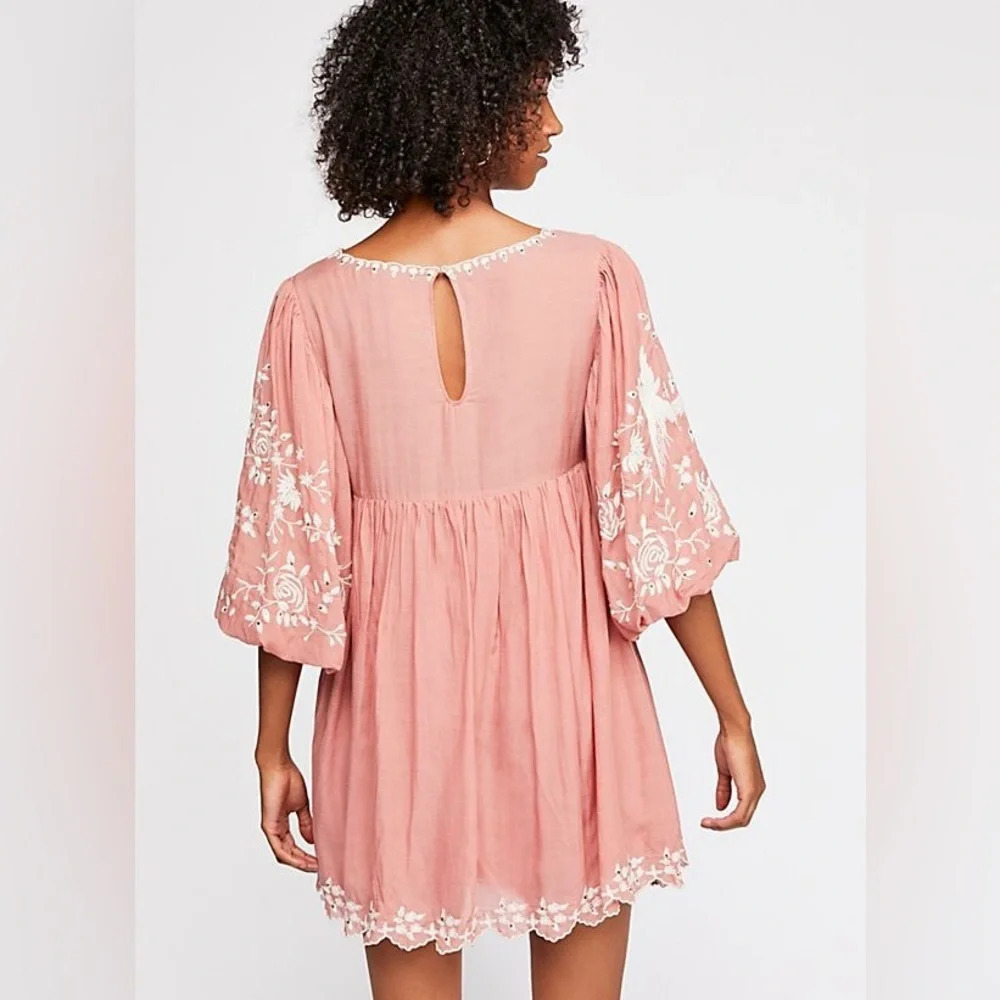 Free People - Bridget Babydoll Embroidered Mini Dress - Picture 2 of 8
